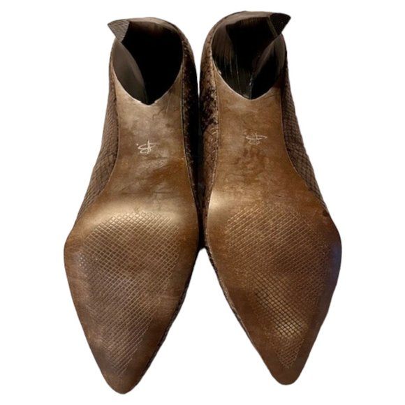 B. Makowski Nell "Snake" Embossed Leather Shoes - Brown/Tan - 9M - Picture 6 of 9